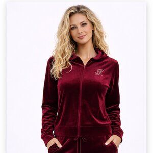 Burgundy Velour Hoodie with K. (Hoodie ONLY)